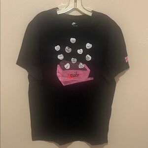 Nike Black Tee with Pink and White Design
